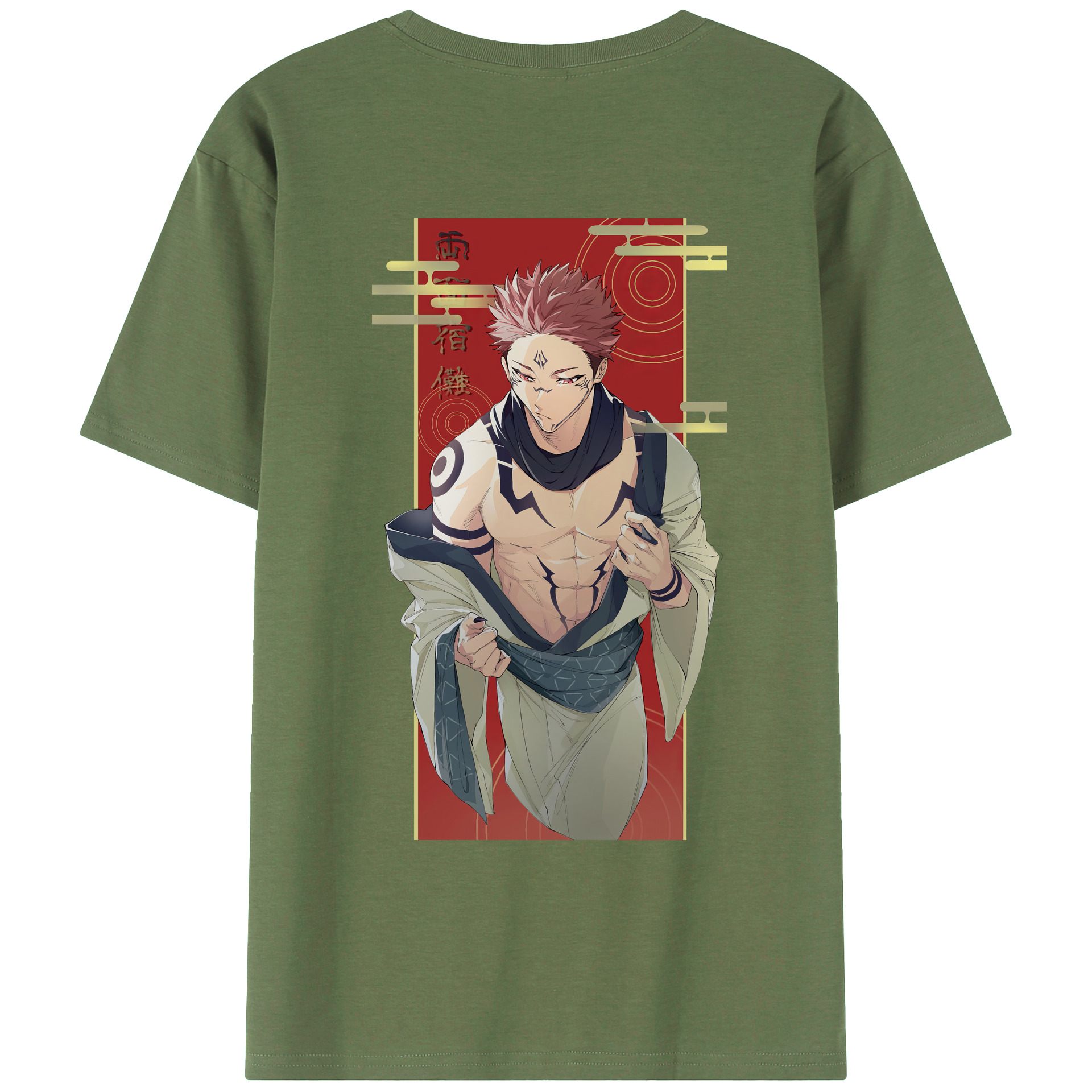（画像用） 呪術廻戦 Jujutsu Kaisen 綿100％ メンズ半袖Tシャツ（バックプリント） 通気性